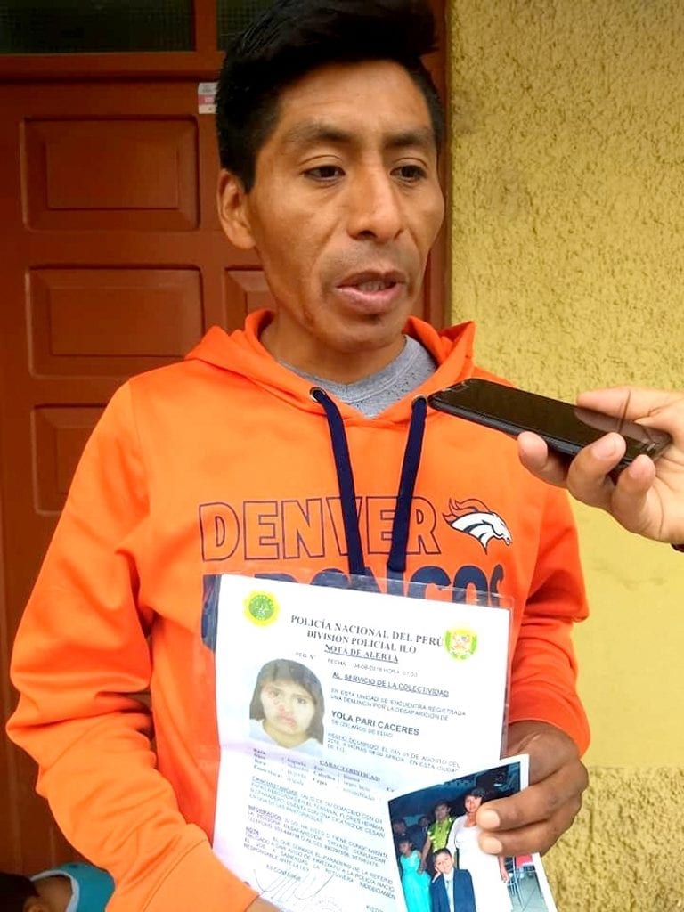 Intervienen a taxista sospechoso de la desaparición de Yola Pari Cáceres