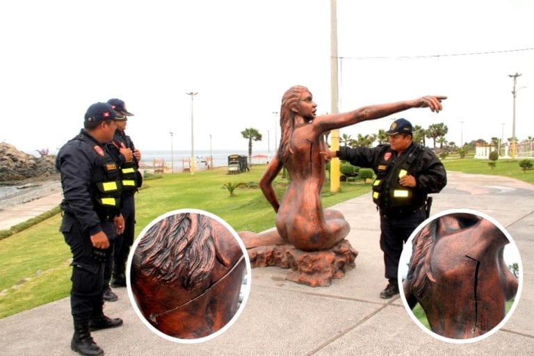 Dañan imagen de la sirena, ornato turístico del malecón de Ilo