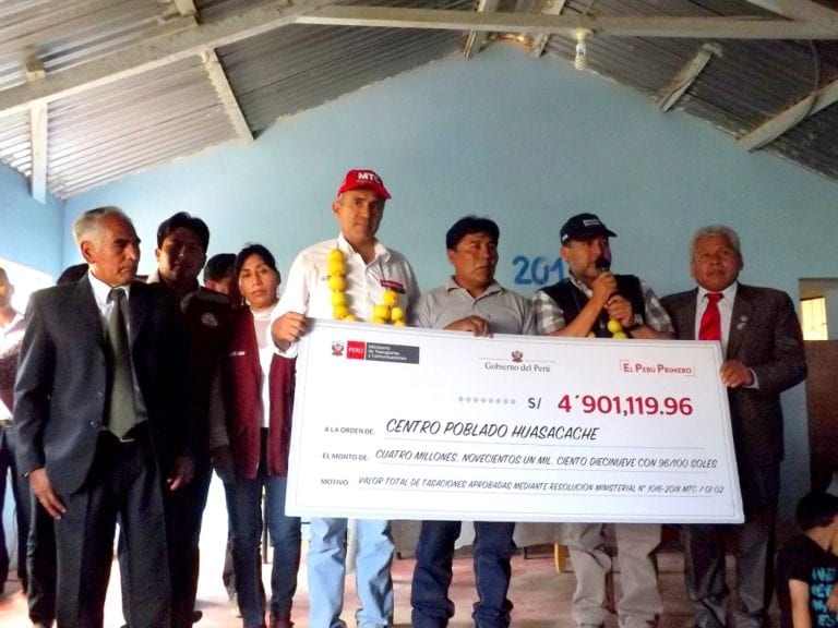 PROVIAS Nacional entregó pago de afectaciones a Comuneros de Huasacache