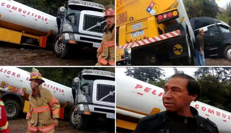 Camión boliviano sufre despiste y conductor se salva de milagro