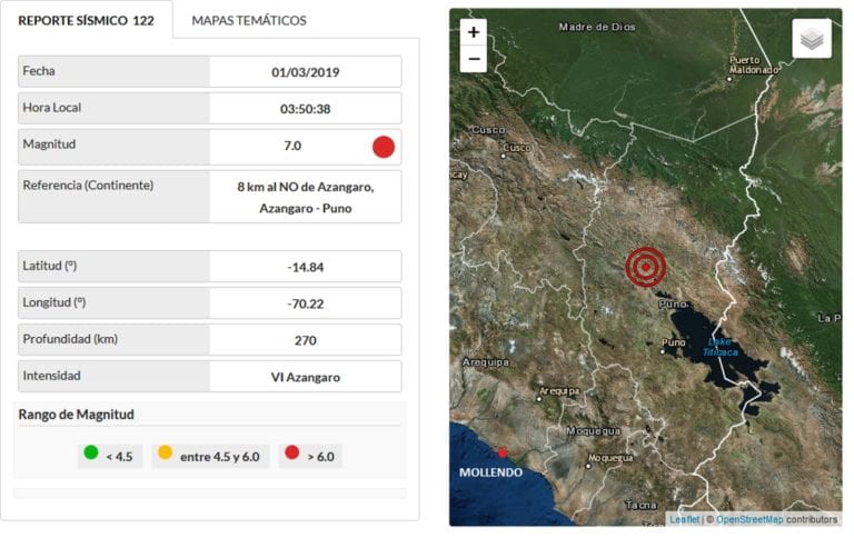 Fuerte sismo de 7 grados asustó a mollendinos