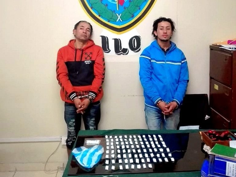 Dos sujetos fueron intervenidos con droga en línea férrea sector de Monterrico