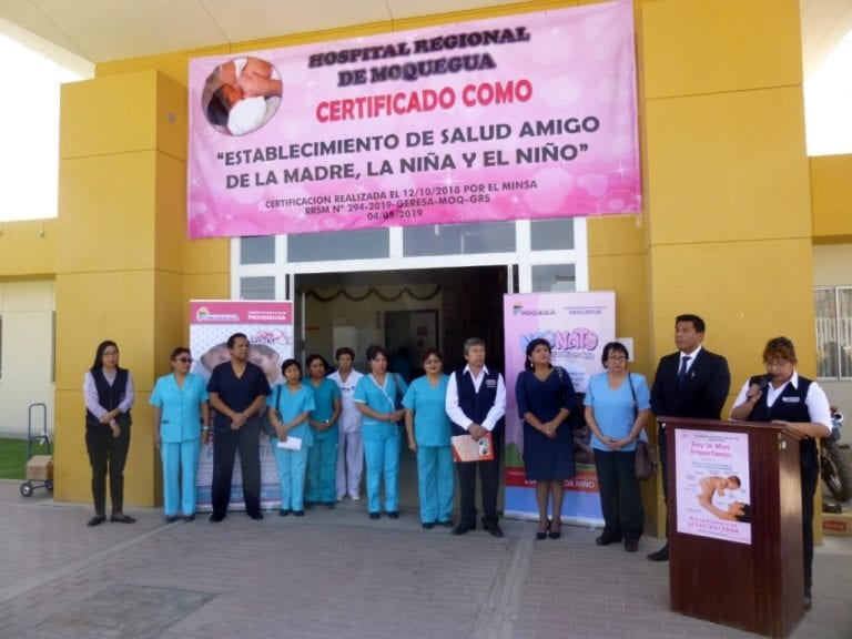 Hospital Regional de Moquegua es certificado como establecimiento de salud “Amigo de la madre, la niña y el niño”