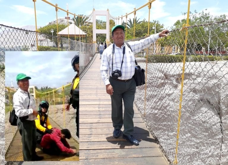 En decidida acción fotógrafo salvó a un joven que pretendía lanzarse del puente colgante de Chen Chen