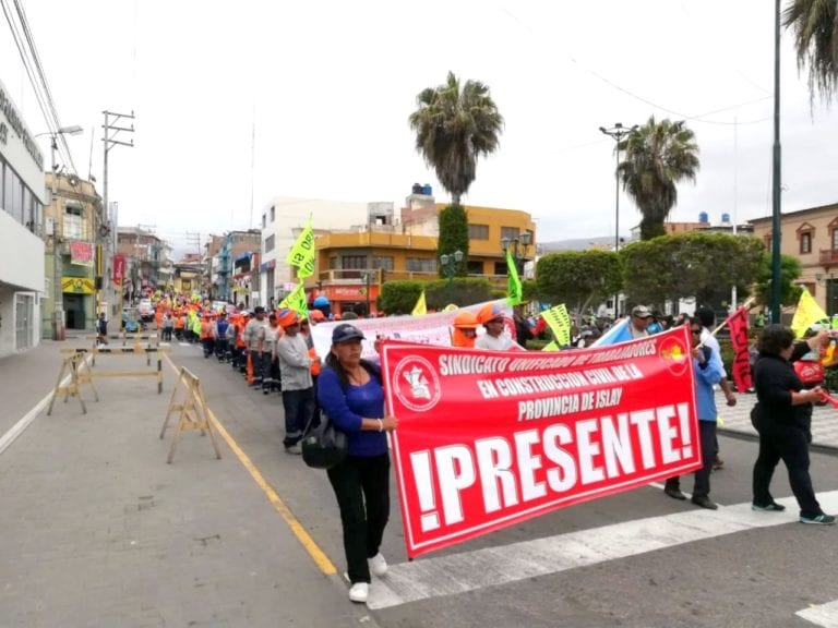 Construcción civil se moviliza en jornada de protesta