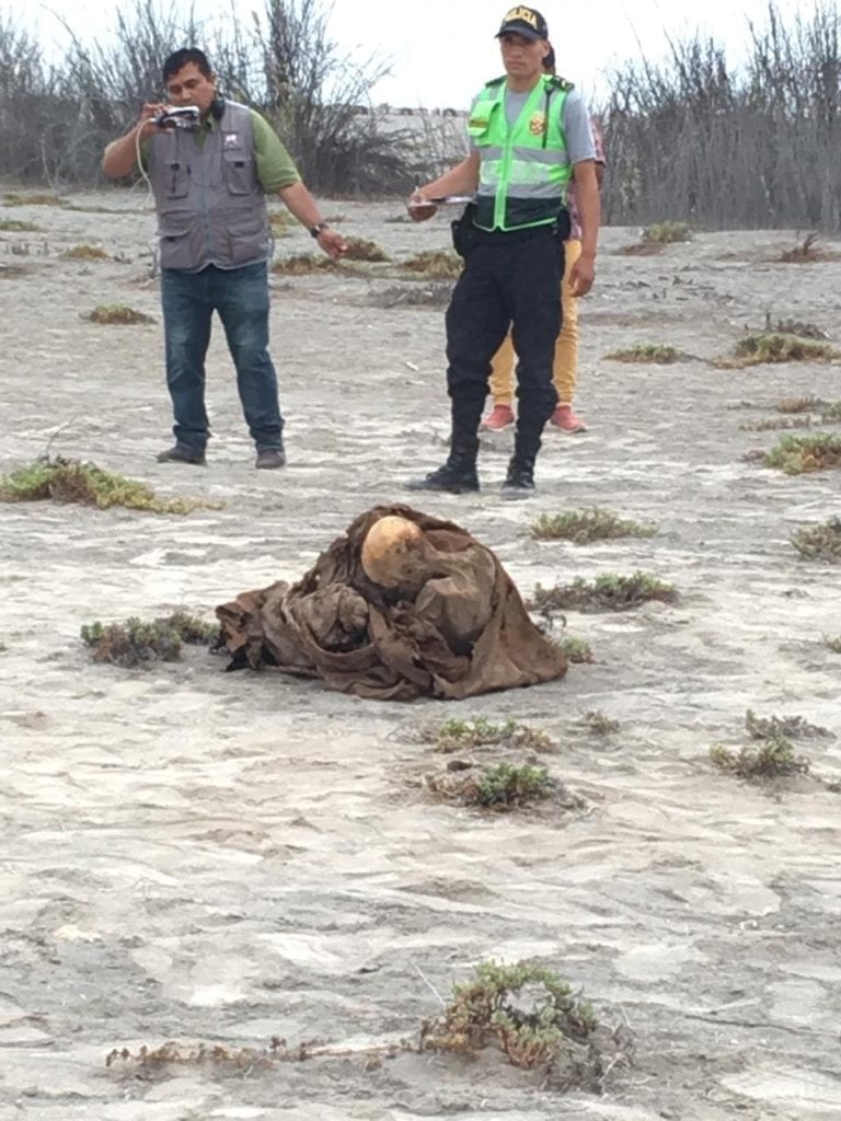 Playa Arizona: hallan fardo conteniendo una momia