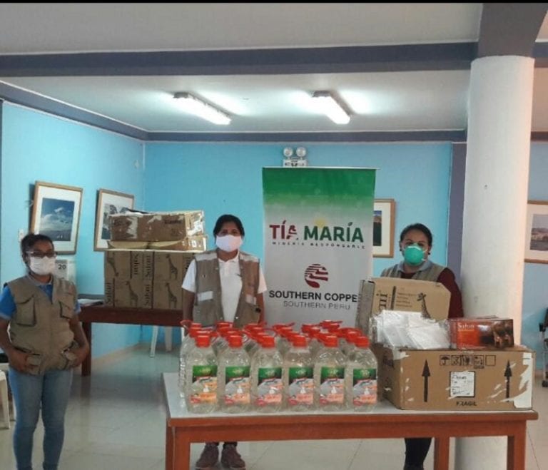 Tía María entrega material de protección sanitario a la municipalidad de Islay-Matarani