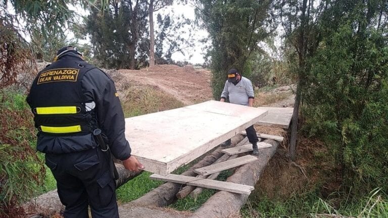 Serenos de Deán Valdivia restauran puente peatonal rústico en beneficio de anciana
