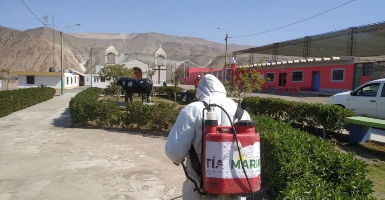 Tía María realiza campaña de desinfección en Valle Arriba, Pampa Blanca y Chucarapi