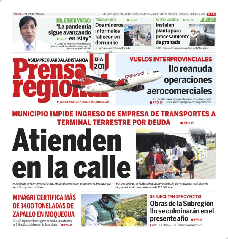 La Prensa Regional – Viernes 2 de octubre del 2020