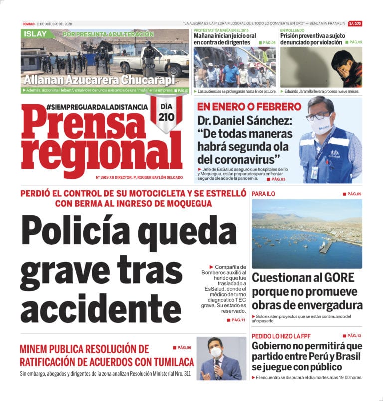 La Prensa Regional – Domingo 11 de octubre del 2020