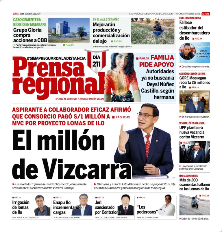 La Prensa Regional – Lunes 12 de octubre del 2020