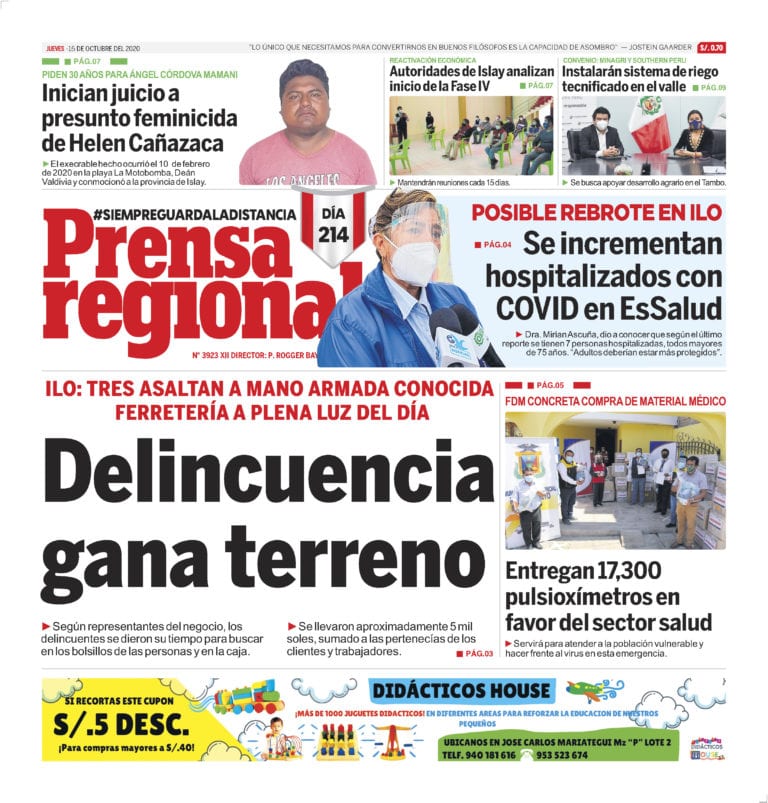 La Prensa Regional – Jueves 15 de octubre del 2020