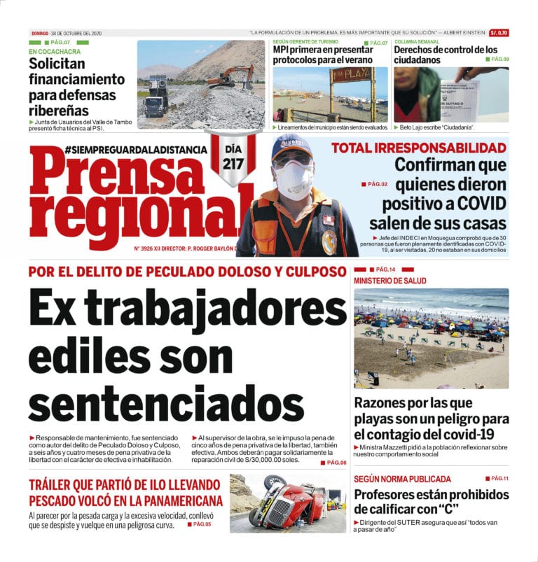 La Prensa Regional – Domingo 18 de octubre del 2020