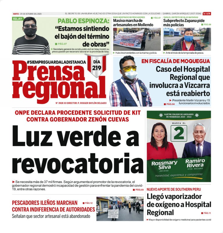 La Prensa Regional – Martes 20 de octubre del 2020