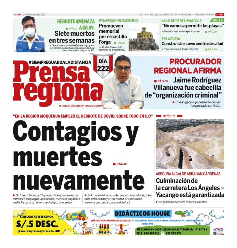 La Prensa Regional – Viernes 23 de octubre del 2020