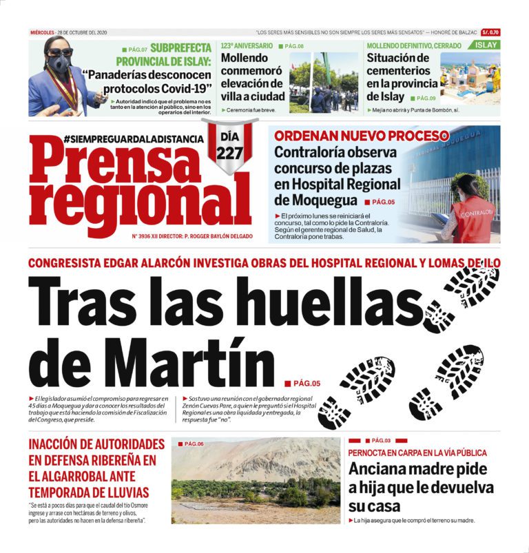 La Prensa Regional – Miércoles 28 de octubre del 2020