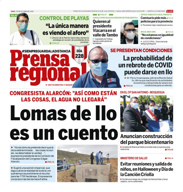 La Prensa Regional – Jueves 29 de octubre del 2020