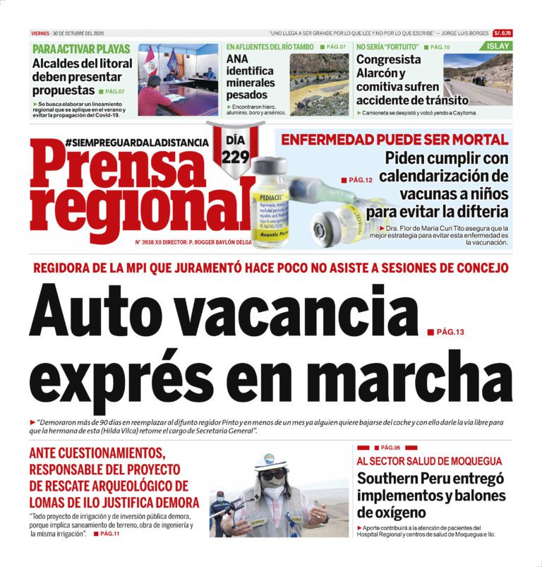 La Prensa Regional – Viernes 30 de octubre del 2020