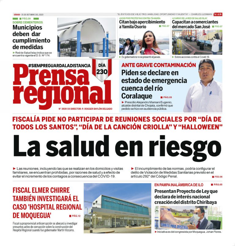 La Prensa Regional – Sábado 31 de octubre del 2020