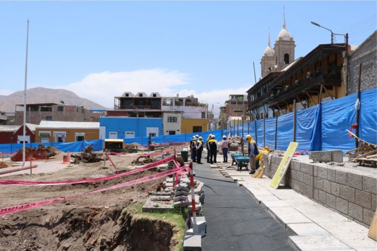 Obra de la Plaza de Armas de Moquegua se encuentra en un 18% de avance