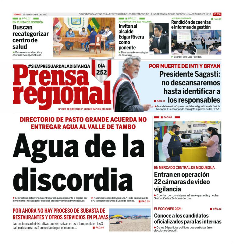 La Prensa Regional – Domingo 22 de noviembre del 2020