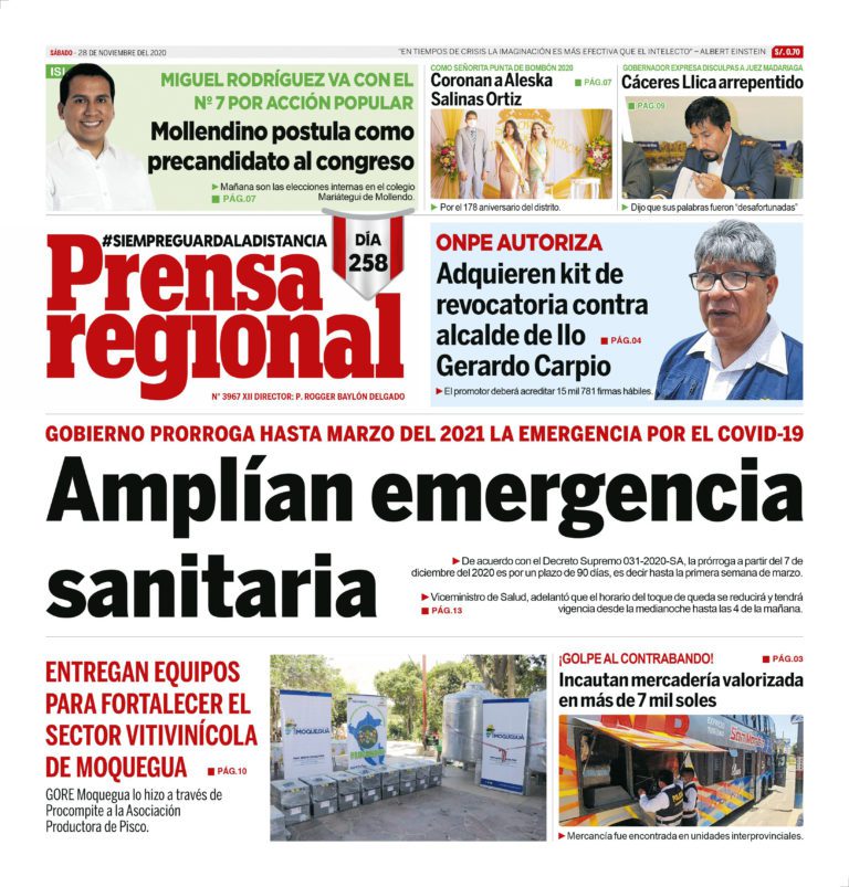 La Prensa Regional – Sábado 28 de noviembre del 2020