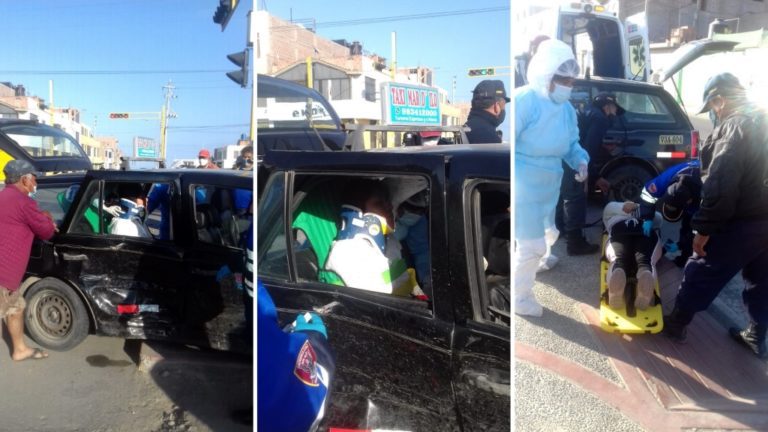 Pampa Inalámbrica: Violento choque entre taxis deja una mujer herida