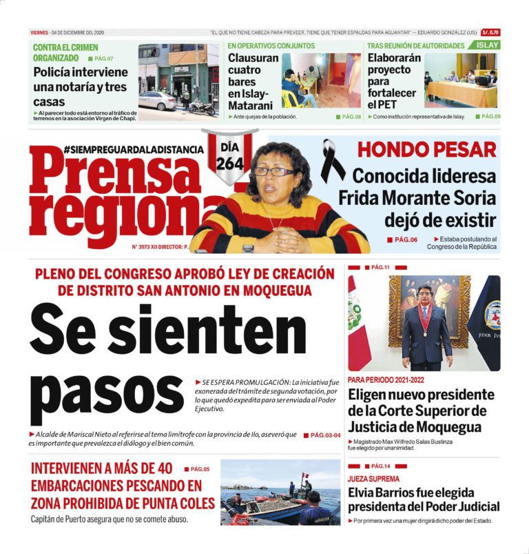 La Prensa Regional – Viernes 4 de diciembre del 2020