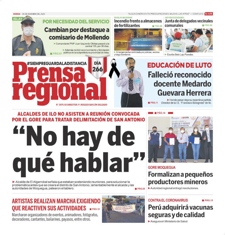 La Prensa Regional – Domingo 6 de diciembre del 2020