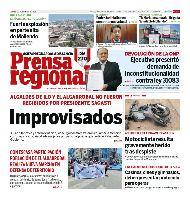 La Prensa Regional – Jueves 10 de Diciembre del 2020