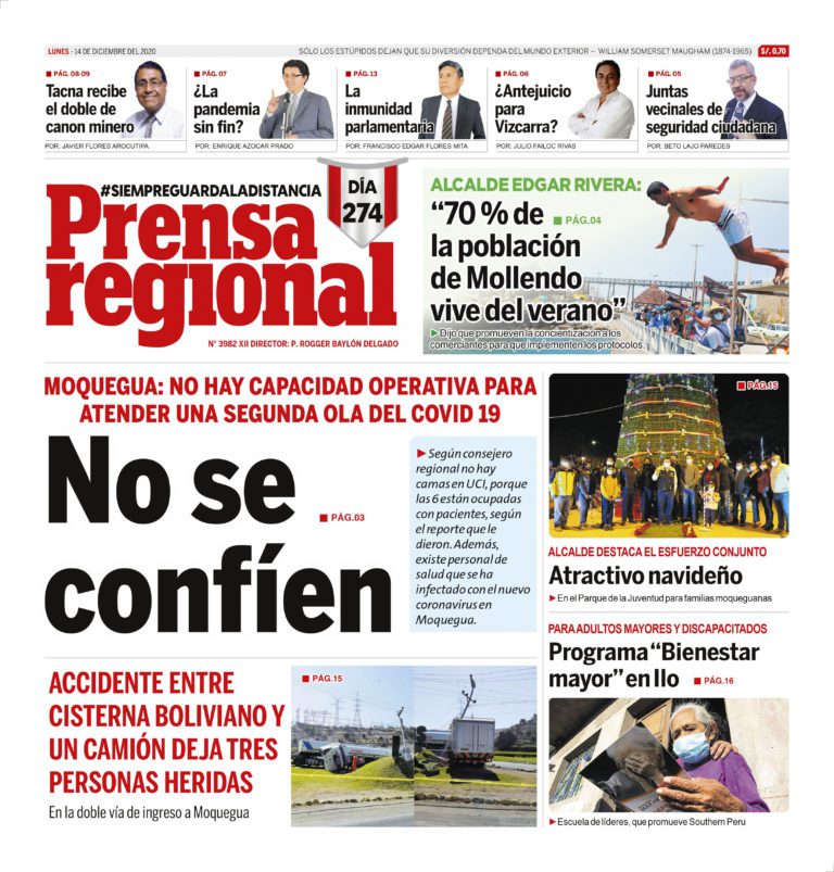 La Prensa Regional – Lunes 14 de diciembre del 2020