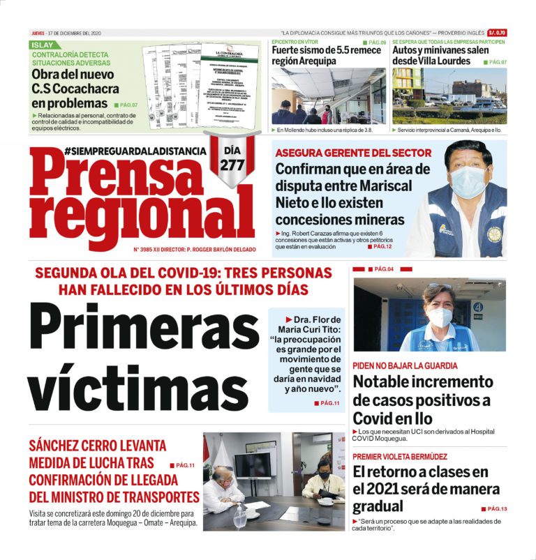 La Prensa Regional – Jueves 17 de diciembre del 2020