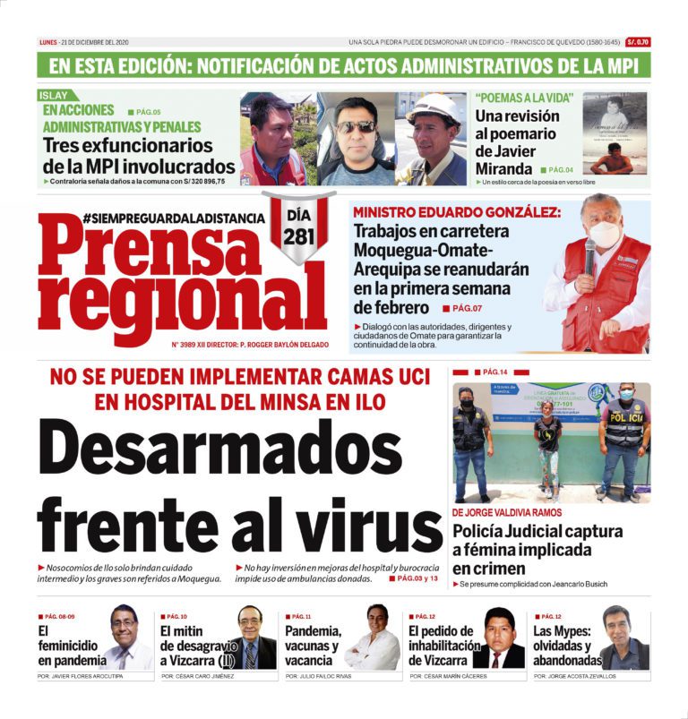 La Prensa Regional – Lunes 21 de diciembre del 2020