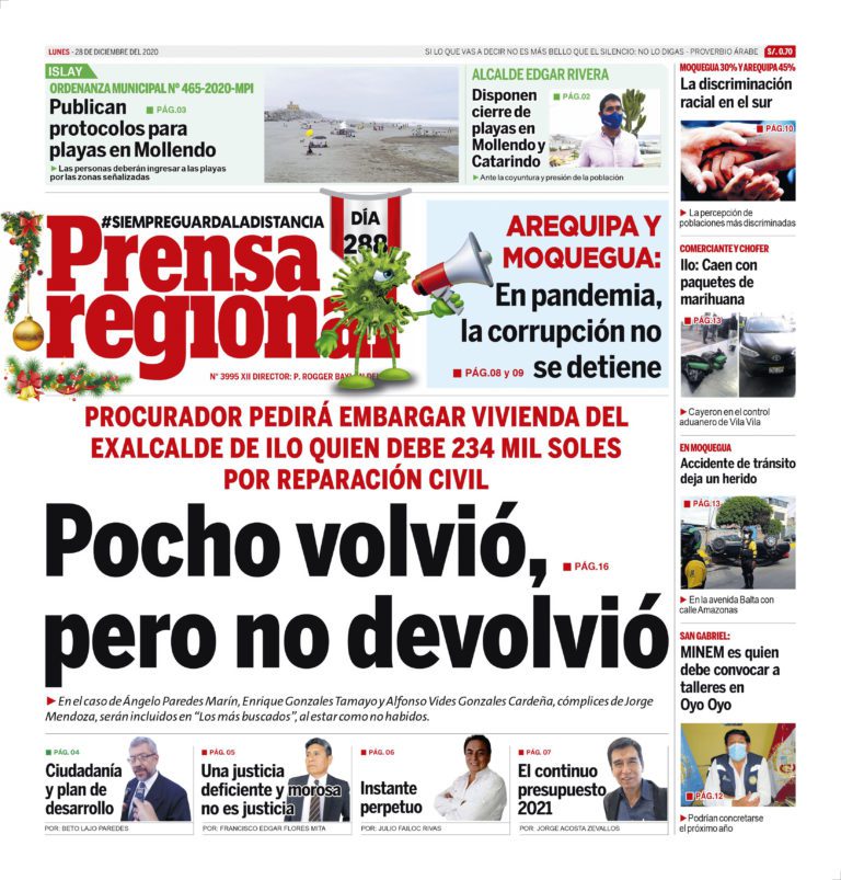 La Prensa Regional – Lunes 28 de diciembre del 2020