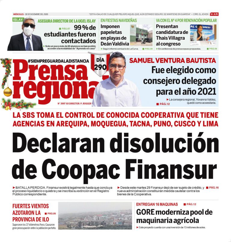 La Prensa Regional – Miércoles 30 de diciembre del 2020