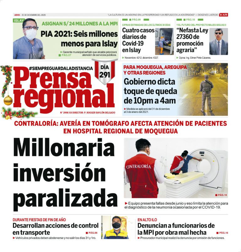 La Prensa Regional – Jueves 31 de diciembre del 2020