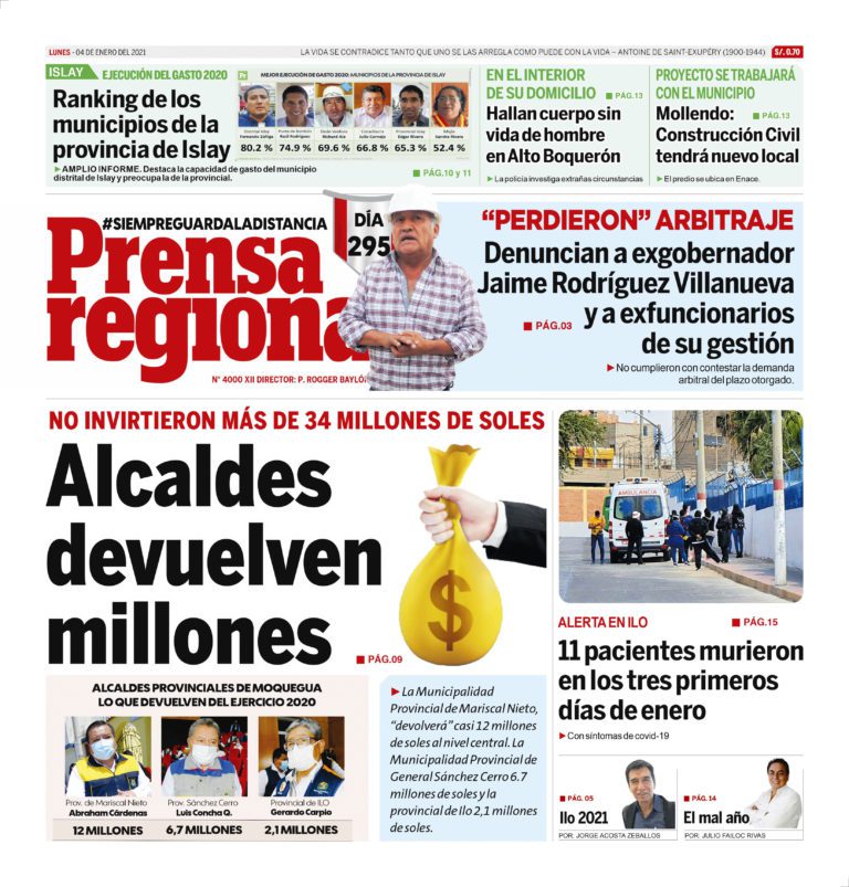 La Prensa Regional – Lunes 4 de Enero del 2021
