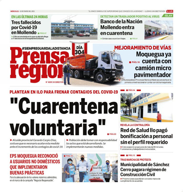 La Prensa Regional – Miércoles 13 de enero del 2021