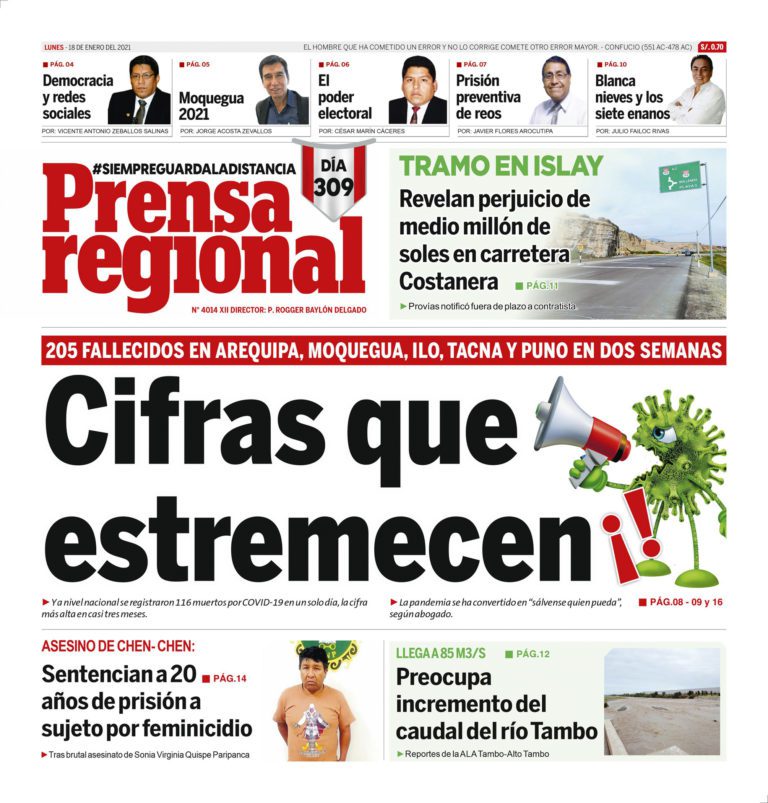 La Prensa Regional – Lunes 18 de enero del 2021