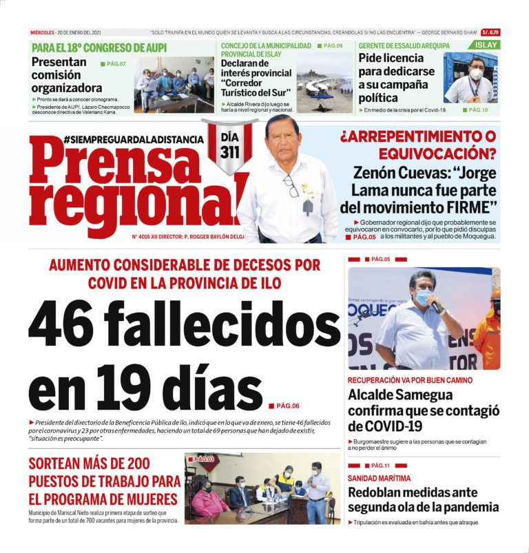 La Prensa Regional – Miércoles 20 de enero del 2021