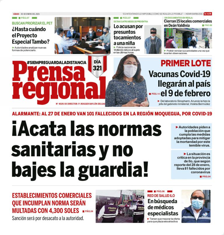 La Prensa Regional – Sábado 30 de Enero del 2021