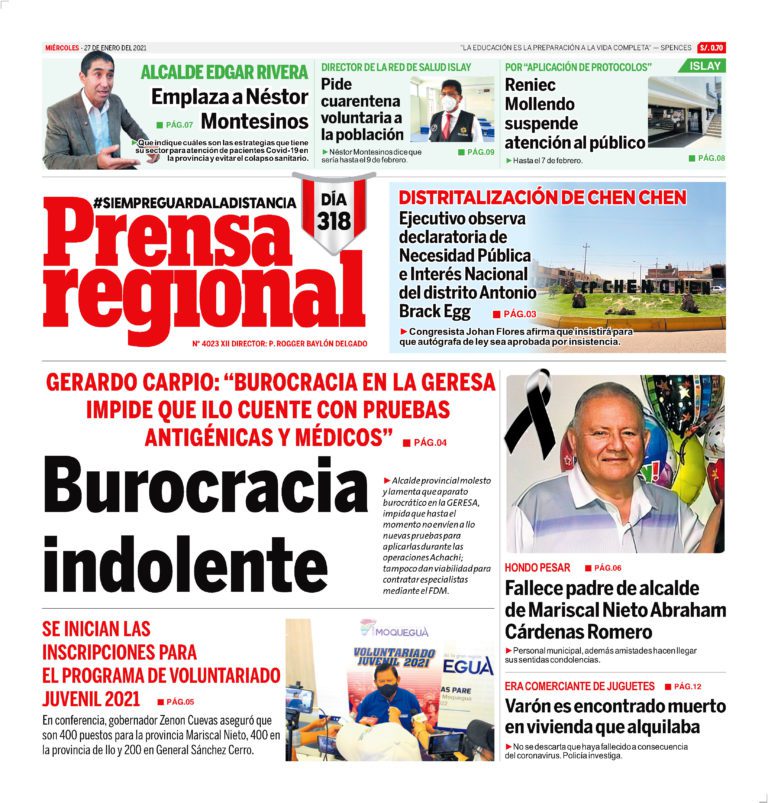 La Prensa Regional – Miércoles 27 de enero del 2021
