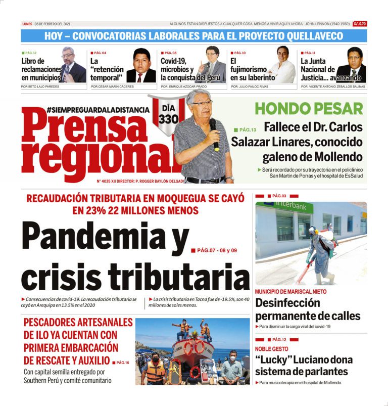 La Prensa Regional – Lunes 08 de Febrero del 2021