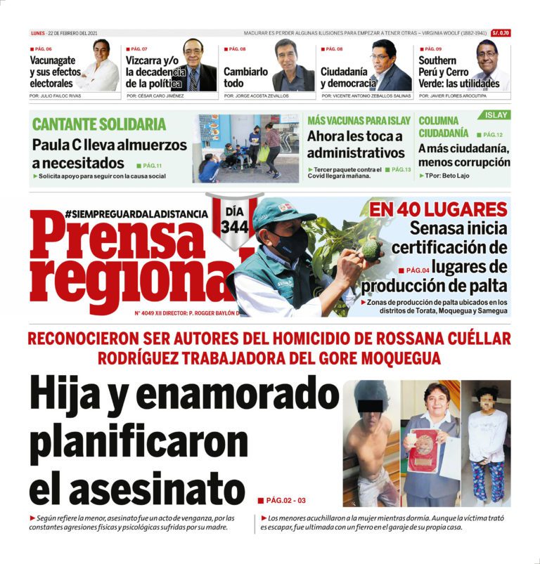 La Prensa Regional – Lunes 22 de Febrero del 2021