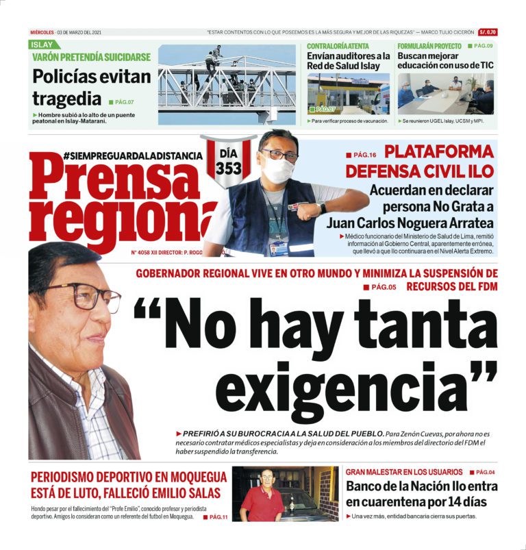 La Prensa Regional – Miércoles 03 de Marzo del 2021