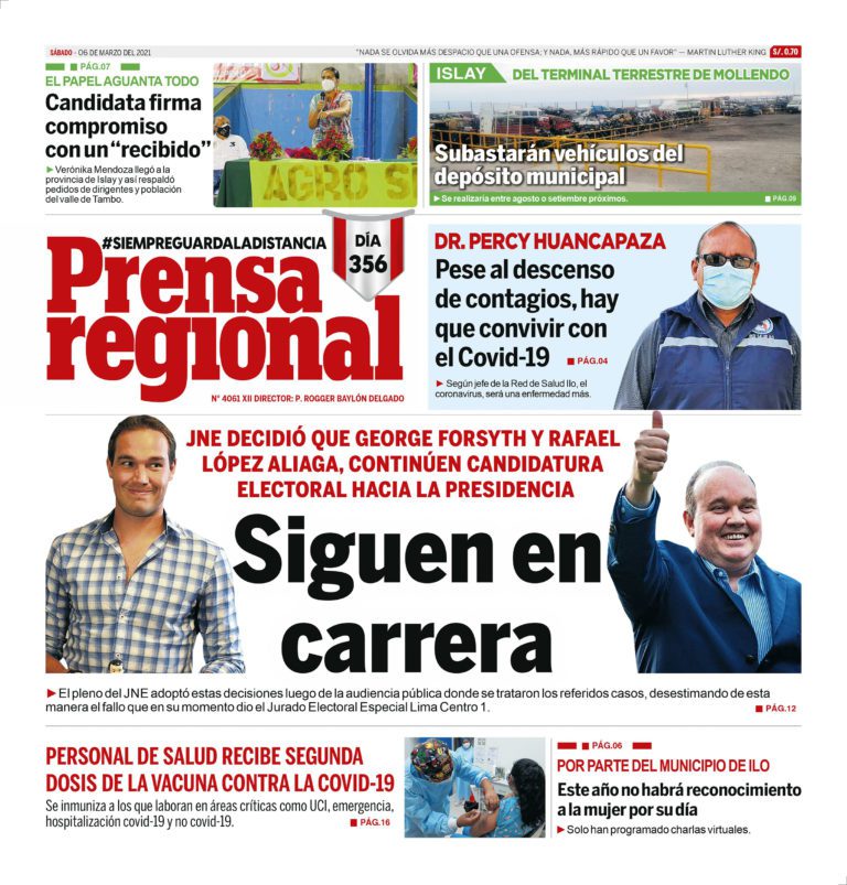 La Prensa Regional – Sábado 06 de Marzo del 2021