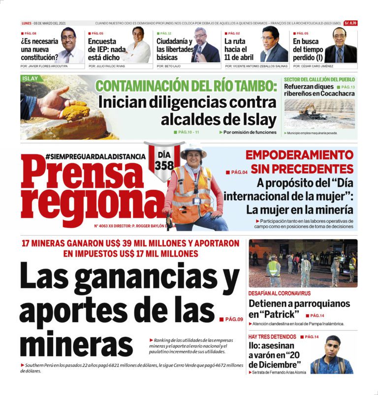 La Prensa Regional – Lunes 08 de Marzo del 2021