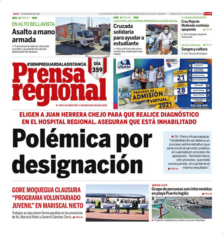 La Prensa Regional – Martes 09 de Marzo del 2021