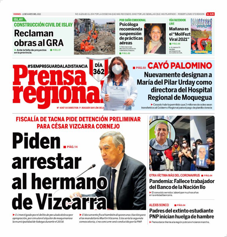 La Prensa Regional – Viernes 12 de Marzo del 2021